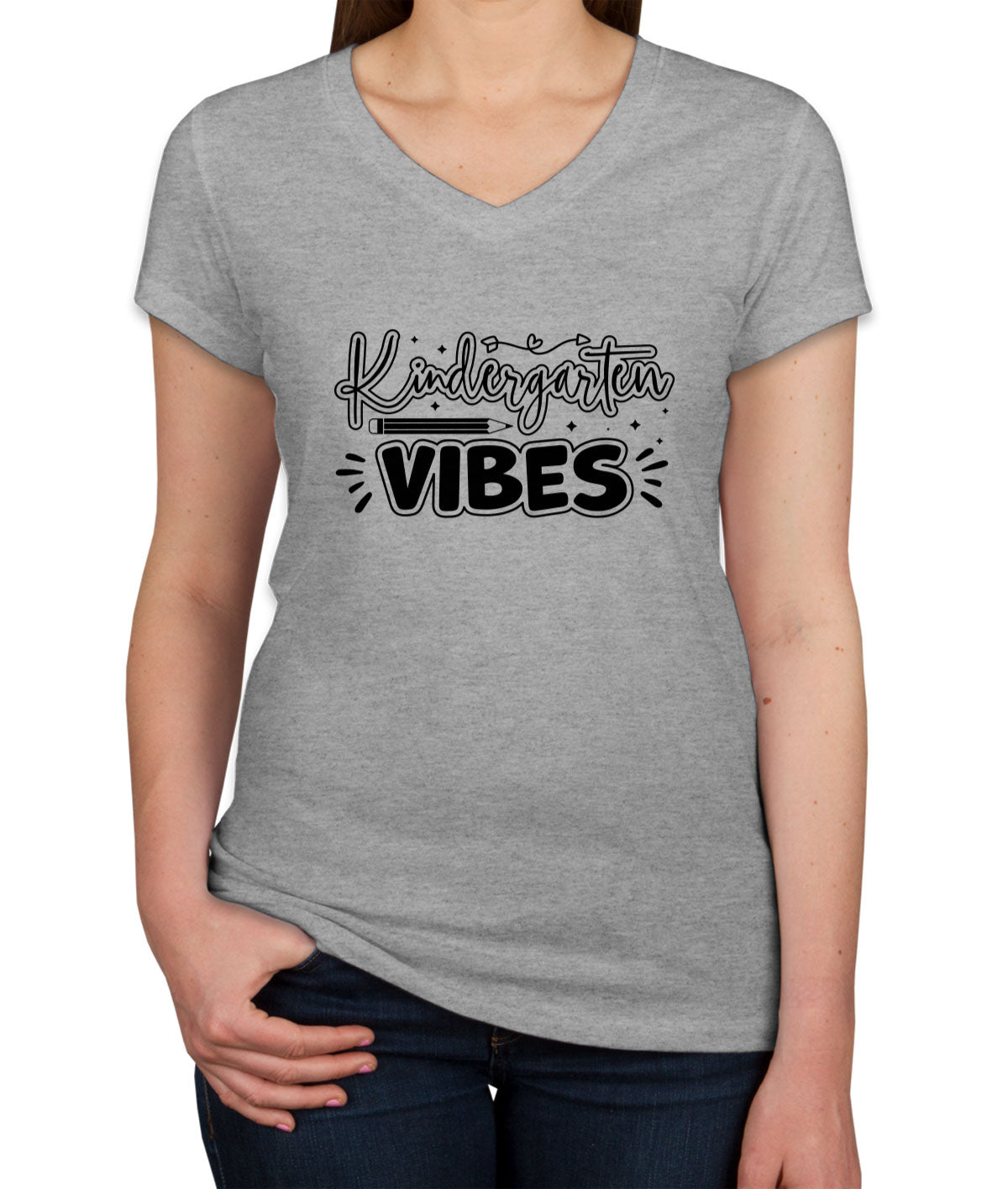 Kindergarten Vibes Teacher Women's V Neck T-shirt