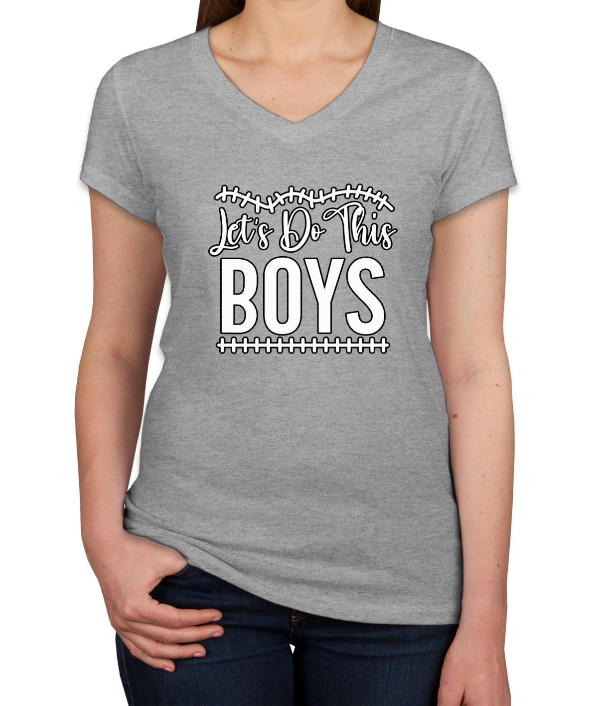 Let's Do This Boys Football Women's V Neck T-shirt