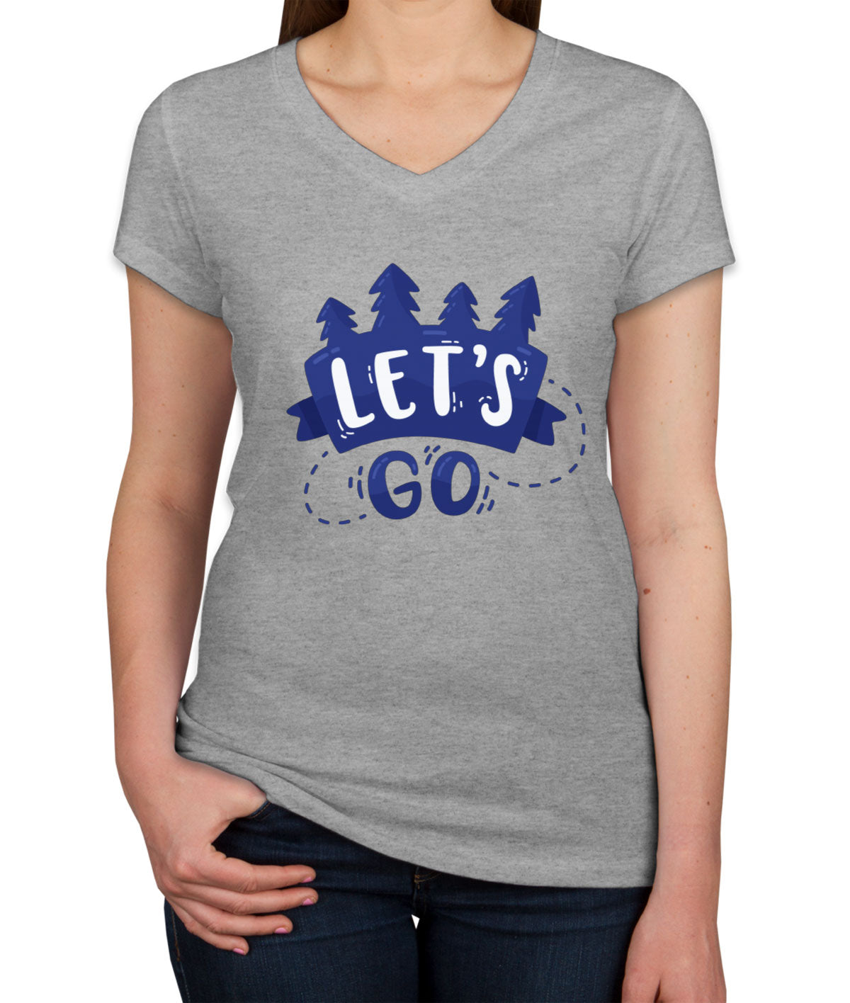 Let's Go Camp Women's V Neck T-shirt