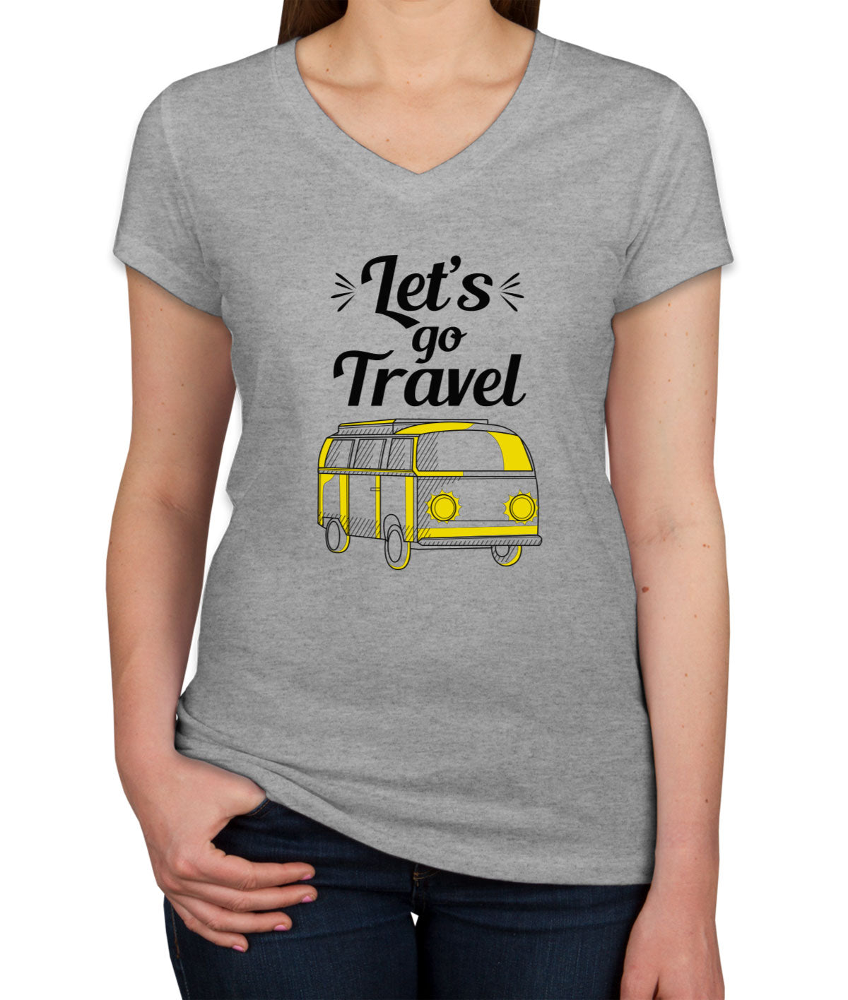 Let's Go Travel Women's V Neck T-shirt