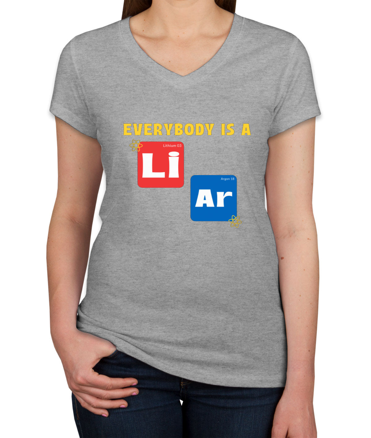 Everybody Is A Liar Funny Periodic Table Women's V Neck T-shirt