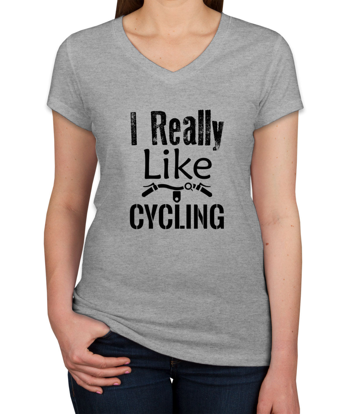 I Really Like Cycling Women's V Neck T-shirt