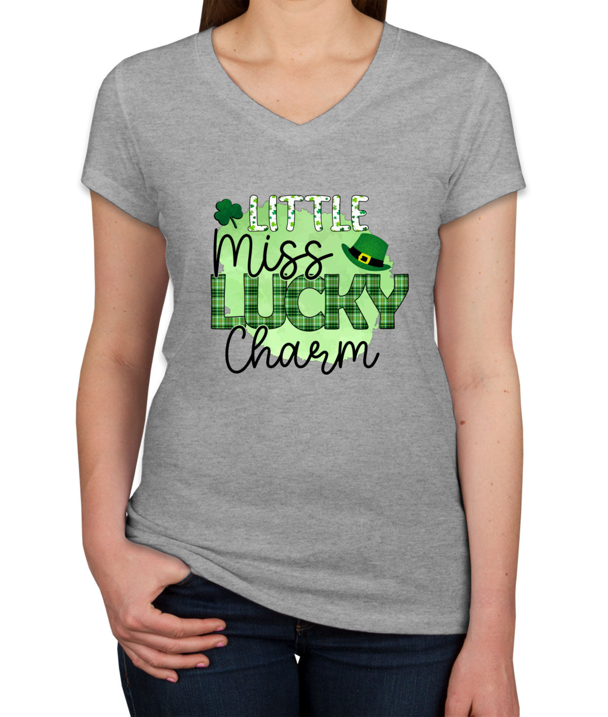 Little Miss Lucky Charm St. Patrick's Day Women's V Neck T-shirt