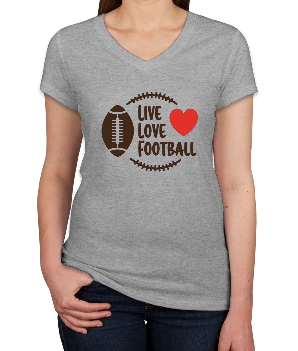 Live Love Football Women's V Neck T-shirt