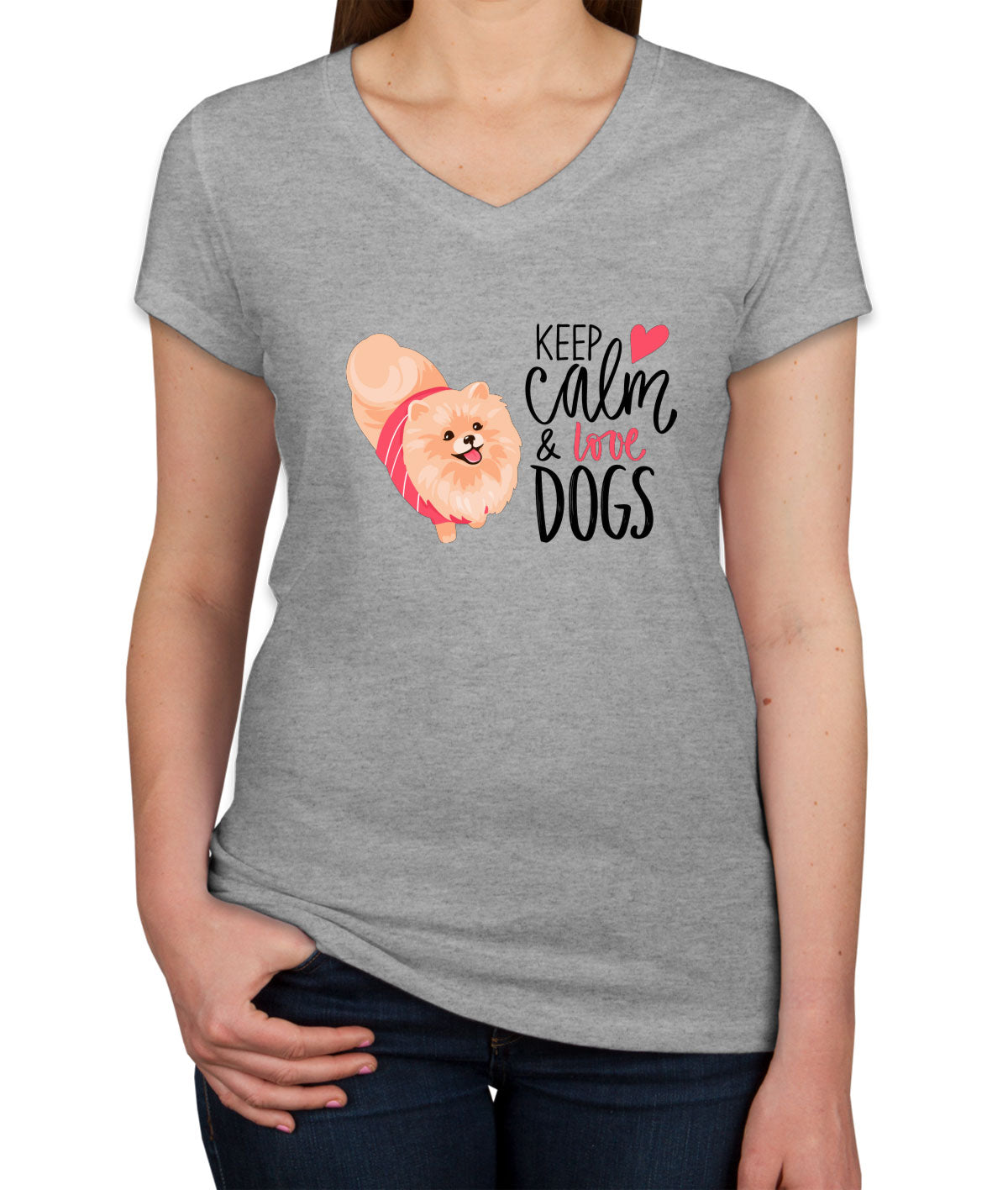 Keep Calm And Love Dogs Women's V Neck T-shirt