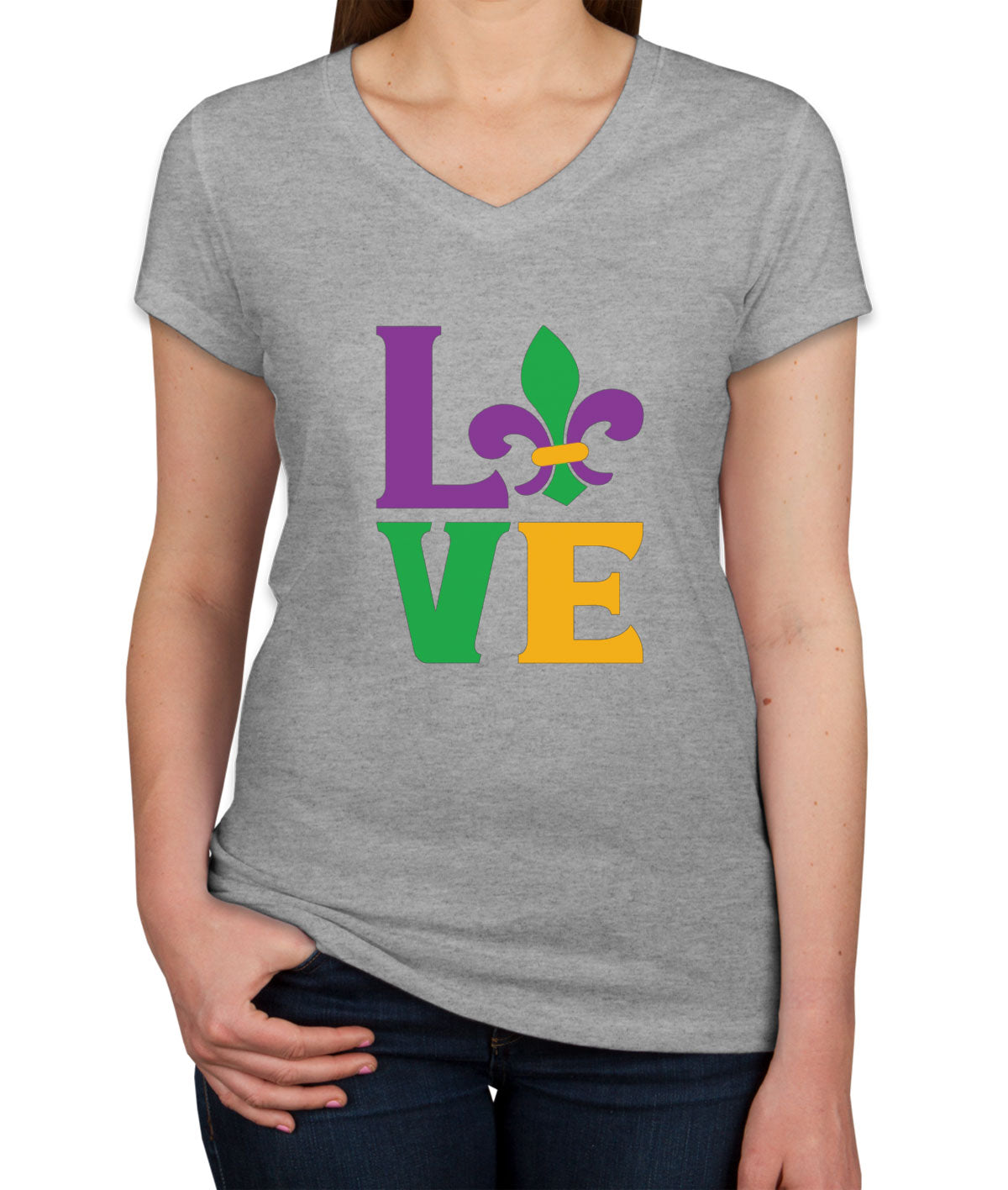 Love Mardi Gras Women's V Neck T-shirt