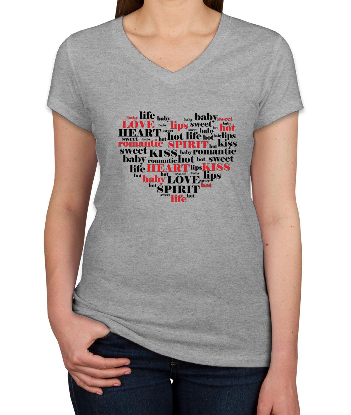 Love Typography Women's V Neck T-shirt