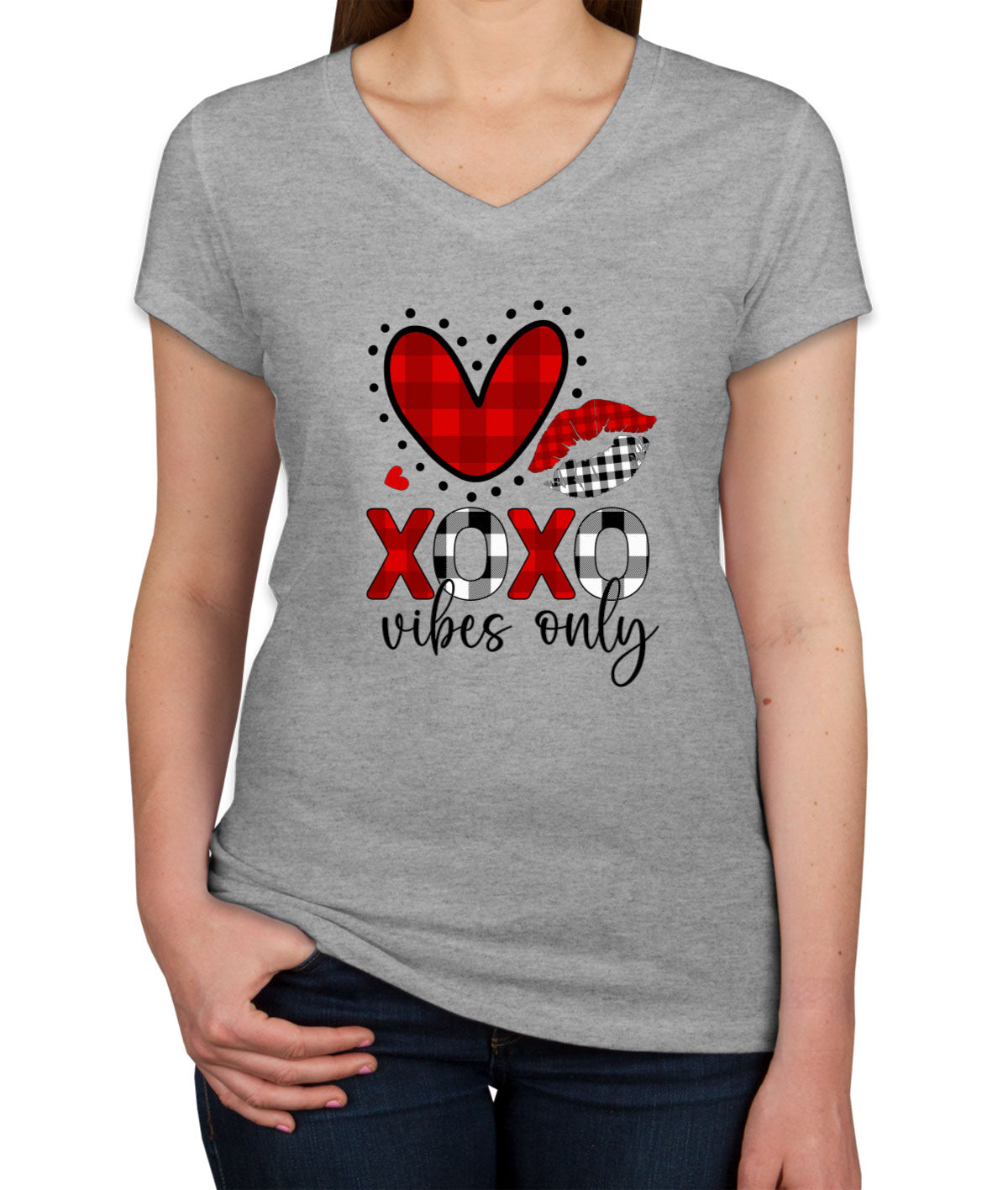 Love XOXO Valentine's Day Women's V Neck T-shirt