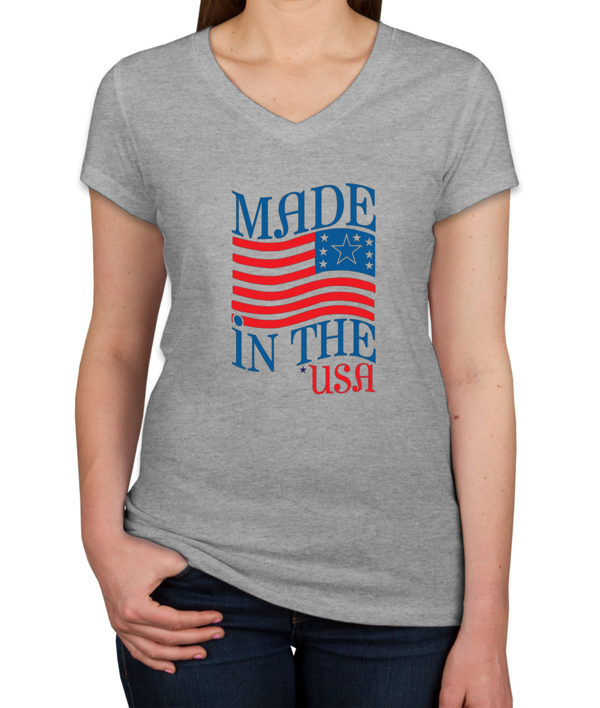 Made In The USA Patriotic Women's V Neck T-shirt