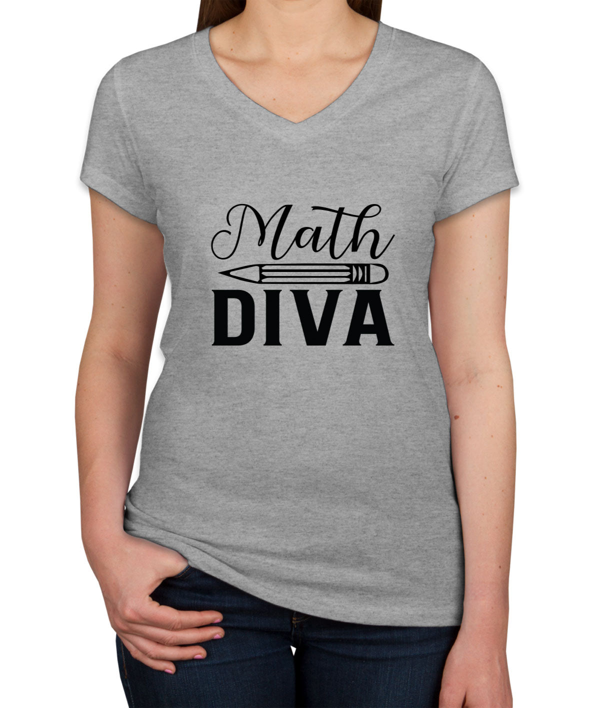 Math Diva Teacher Women's V Neck T-shirt