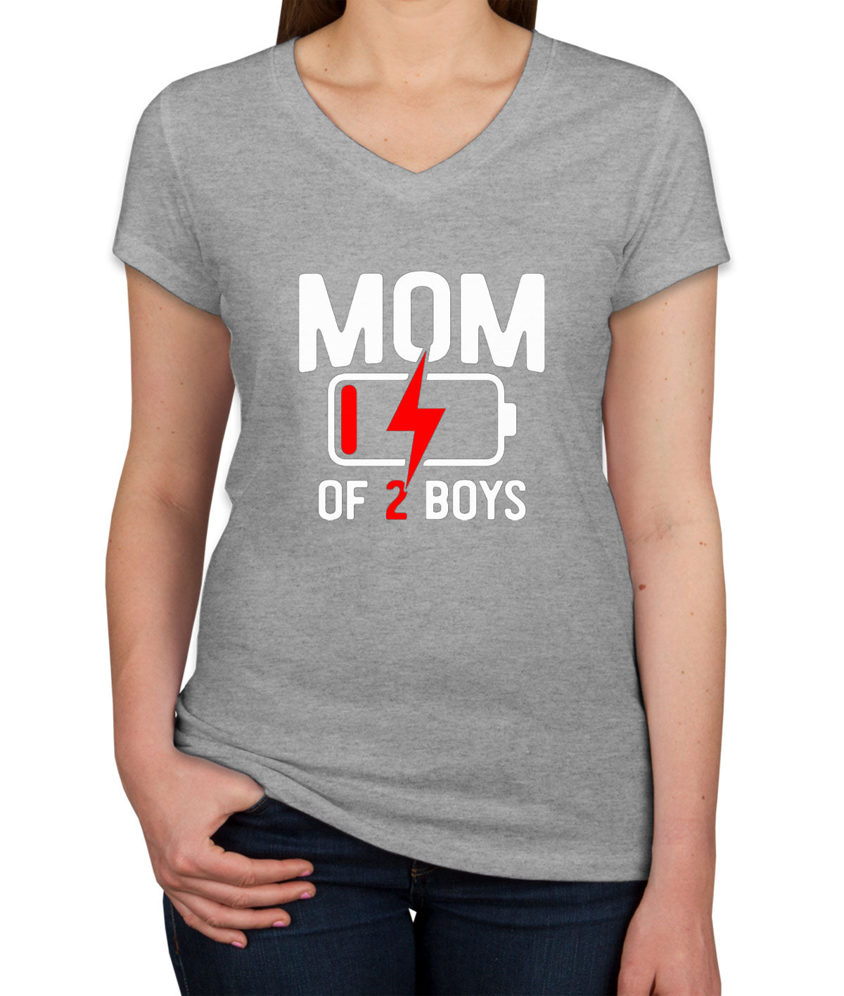 Mom Of 2 Boys Mother's Day Women's V Neck T-shirt