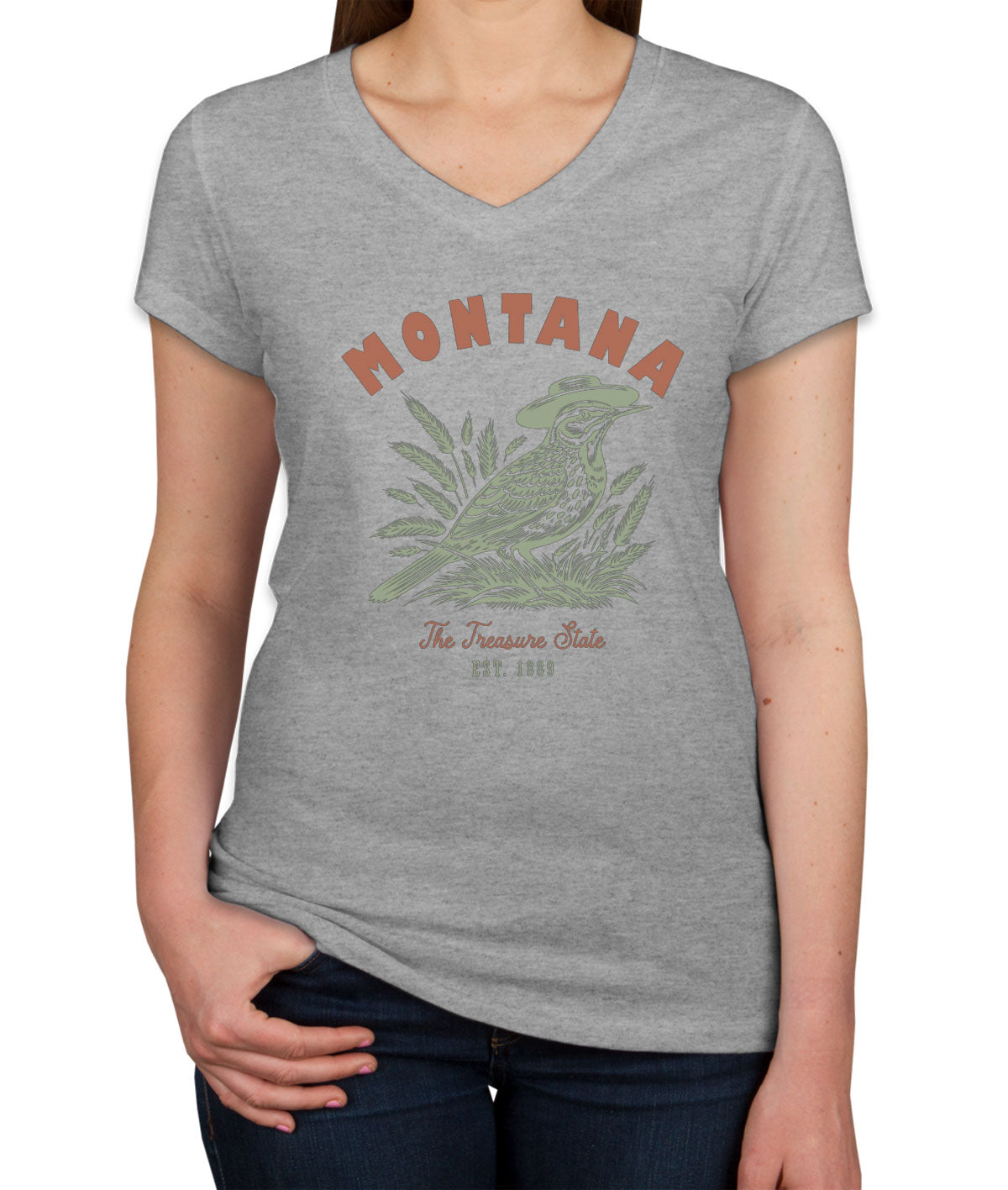 Montana State Vintage Women's V Neck T-shirt