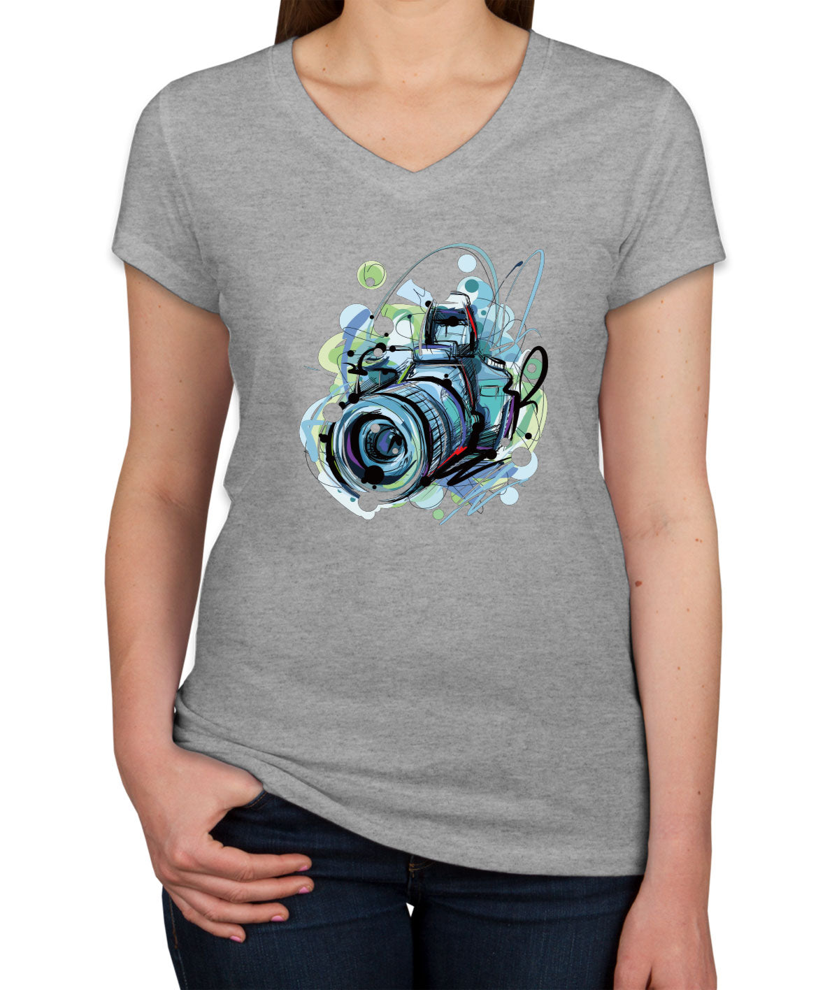 Photographer Photo Camera Women's V Neck T-shirt