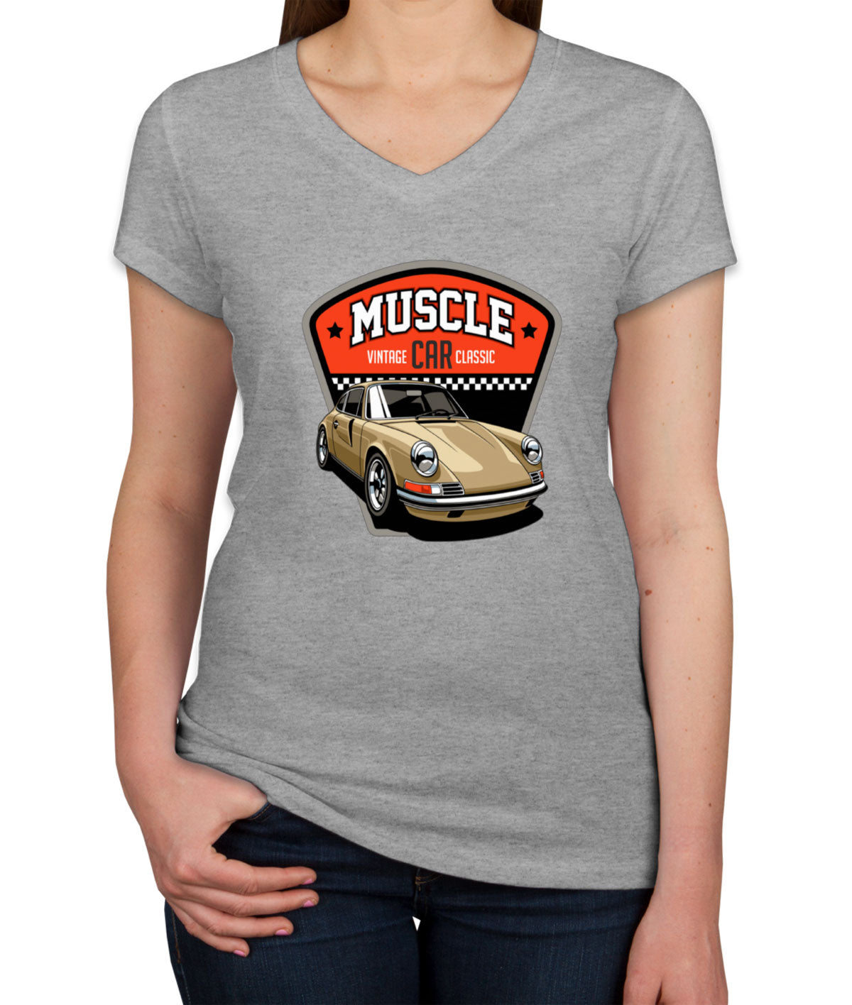 Muscle Car Women's V Neck T-shirt