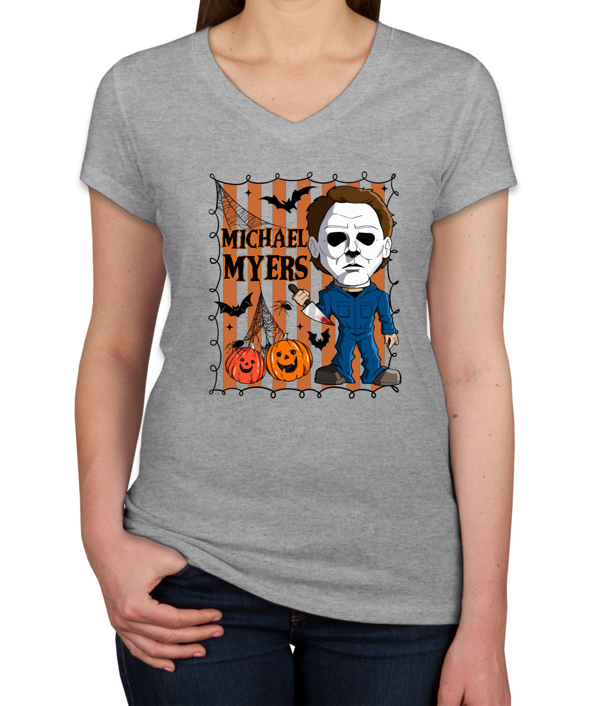 Myers Horror Movie Character Halloween Women's V Neck T-shirt