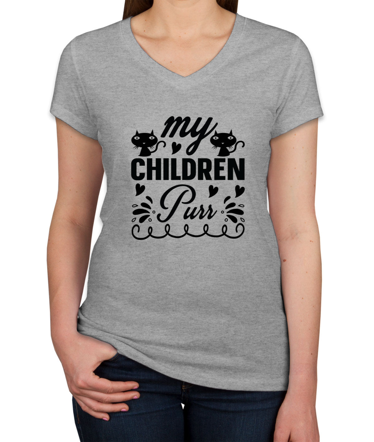 My Children Purr Cat Women's V Neck T-shirt