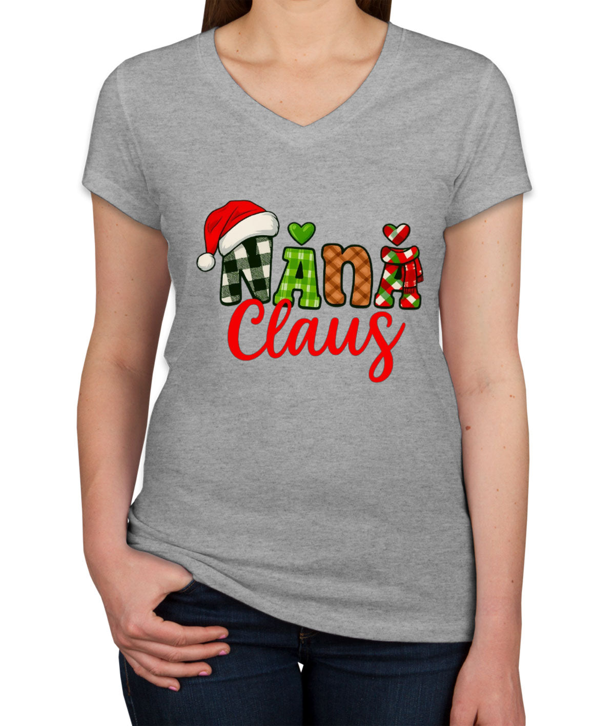 Nana Claus Christmas Women's V Neck T-shirt