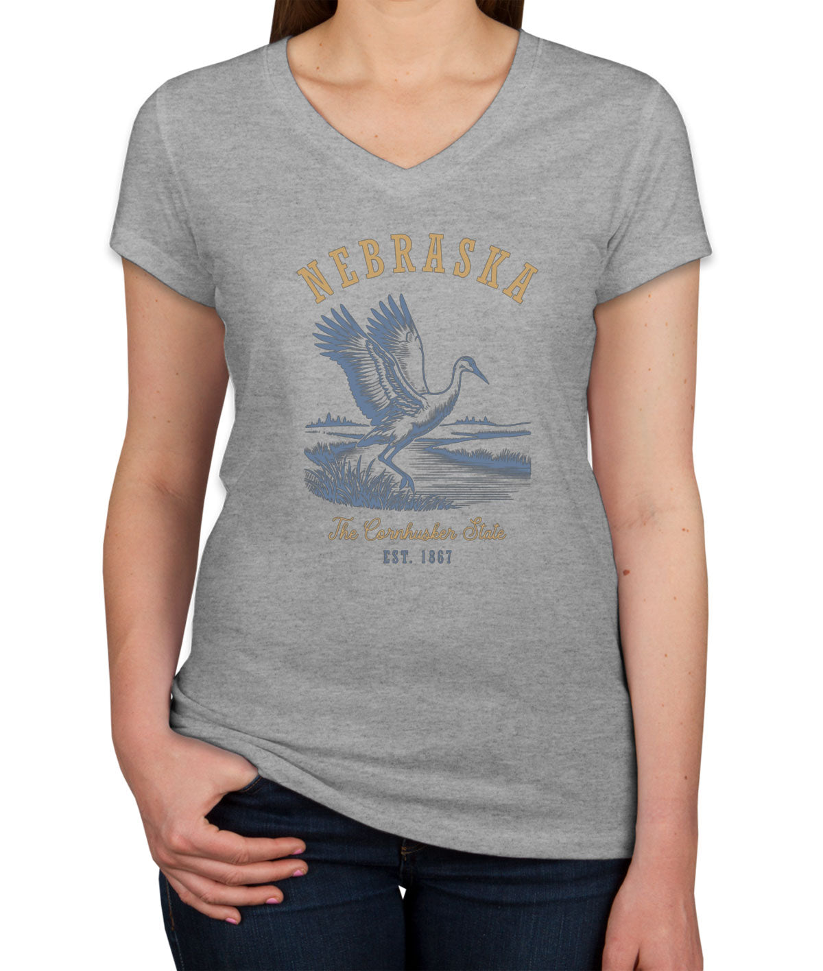 Nebraska State Vintage Women's V Neck T-shirt