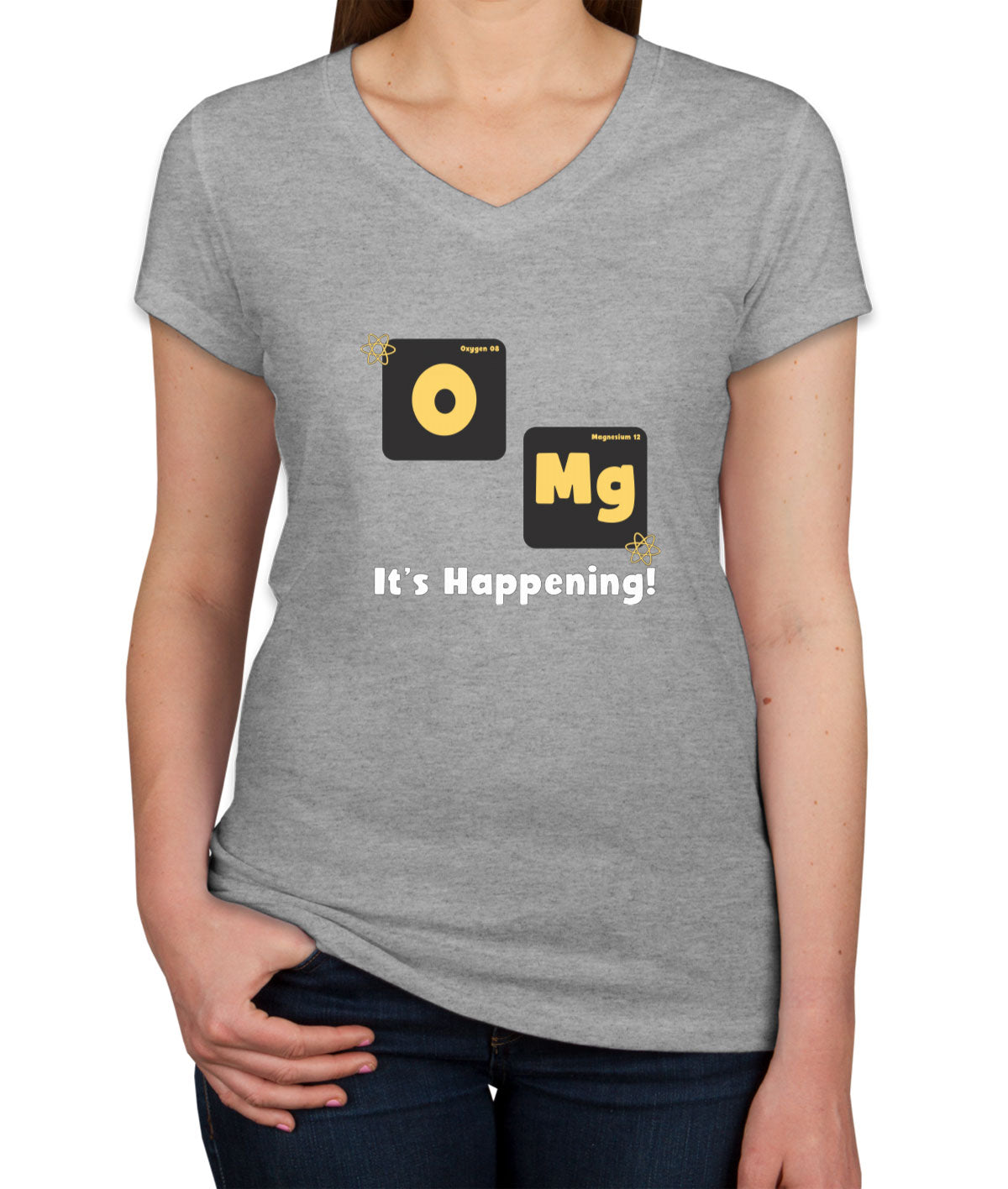 Omg It's Happening Funny Periodic Table Women's V Neck T-shirt