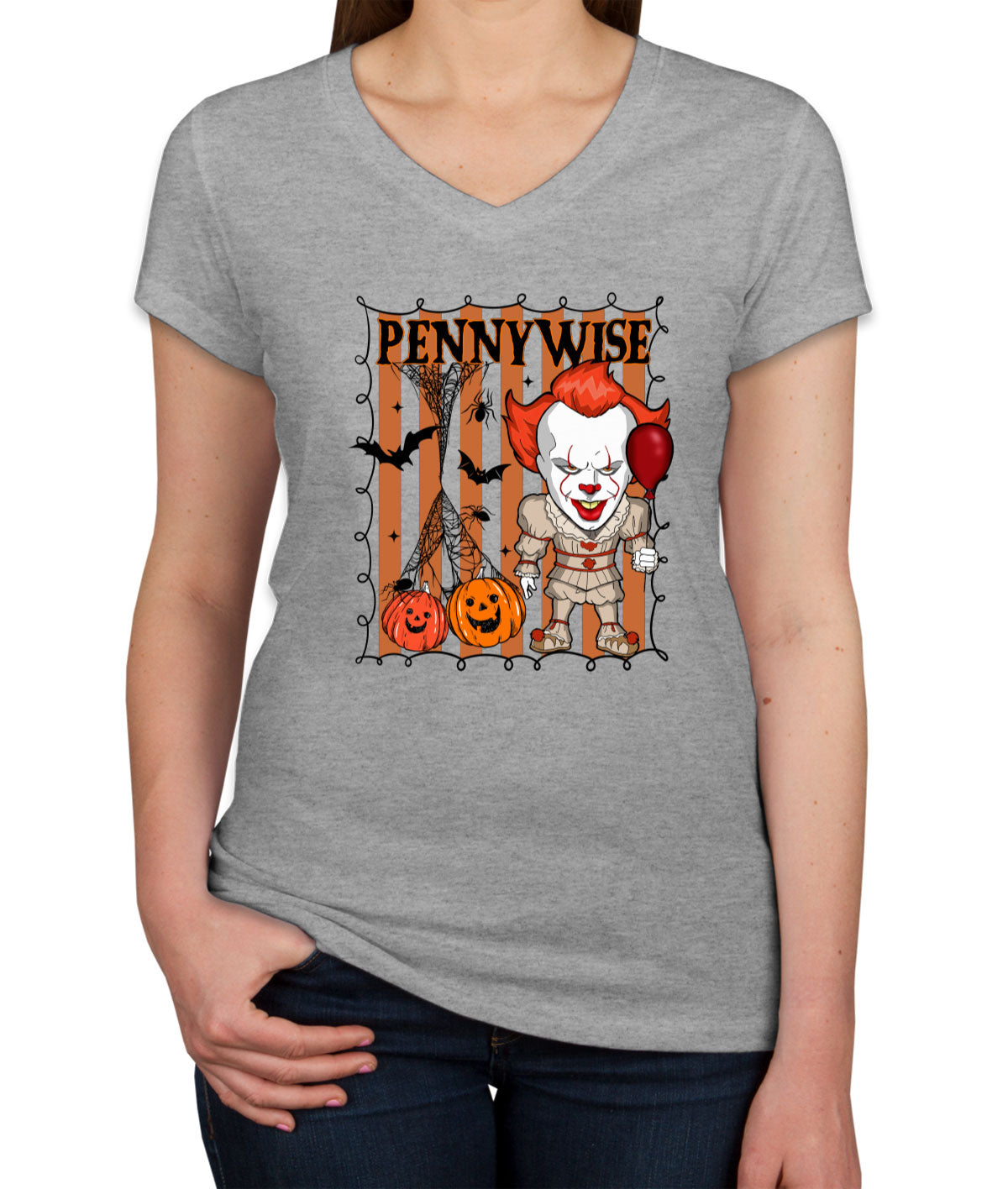 Pennywise Horror Movie Character Halloween Women's V Neck T-shirt