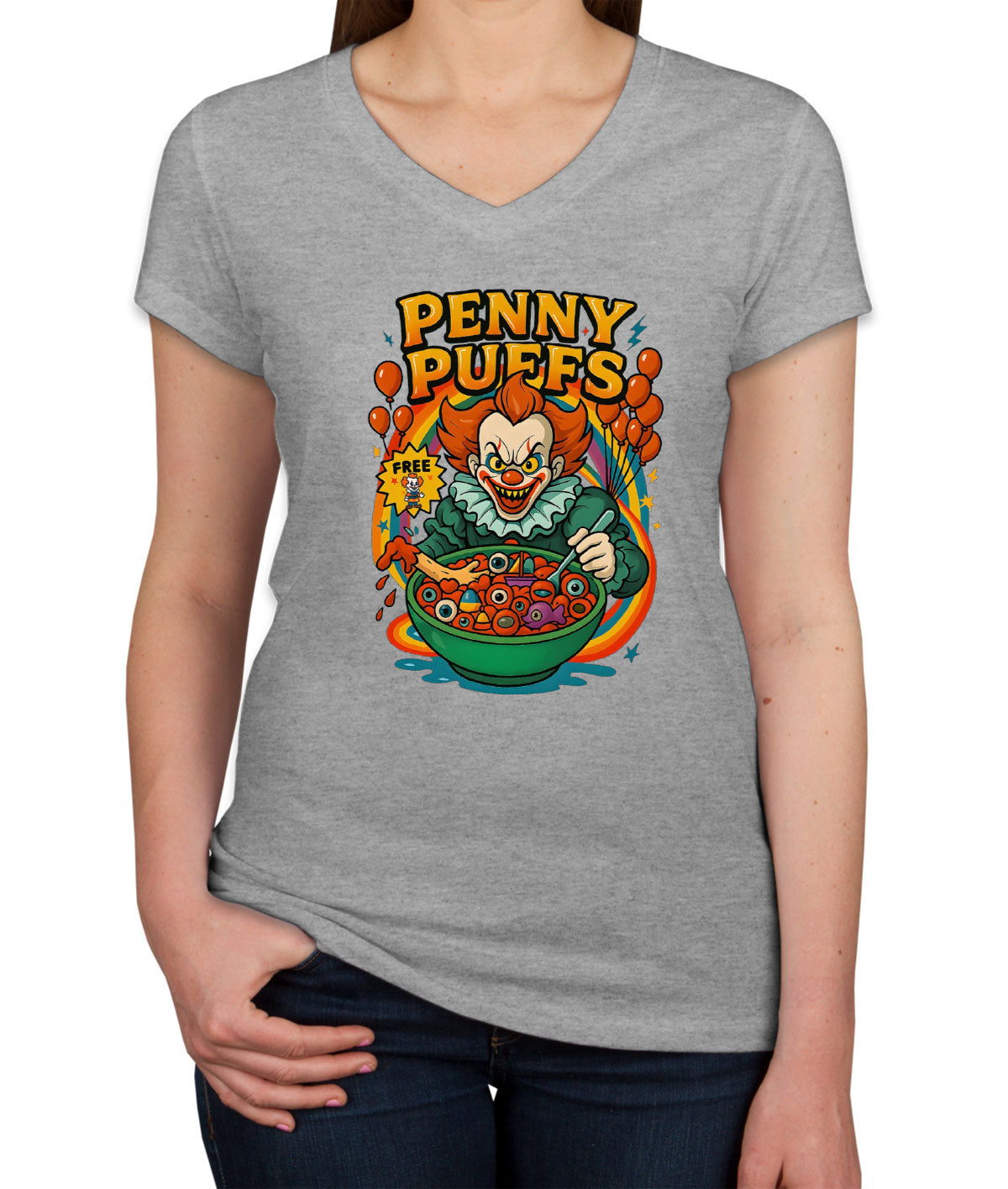 Penny Puffs Halloween Women's V Neck T-shirt