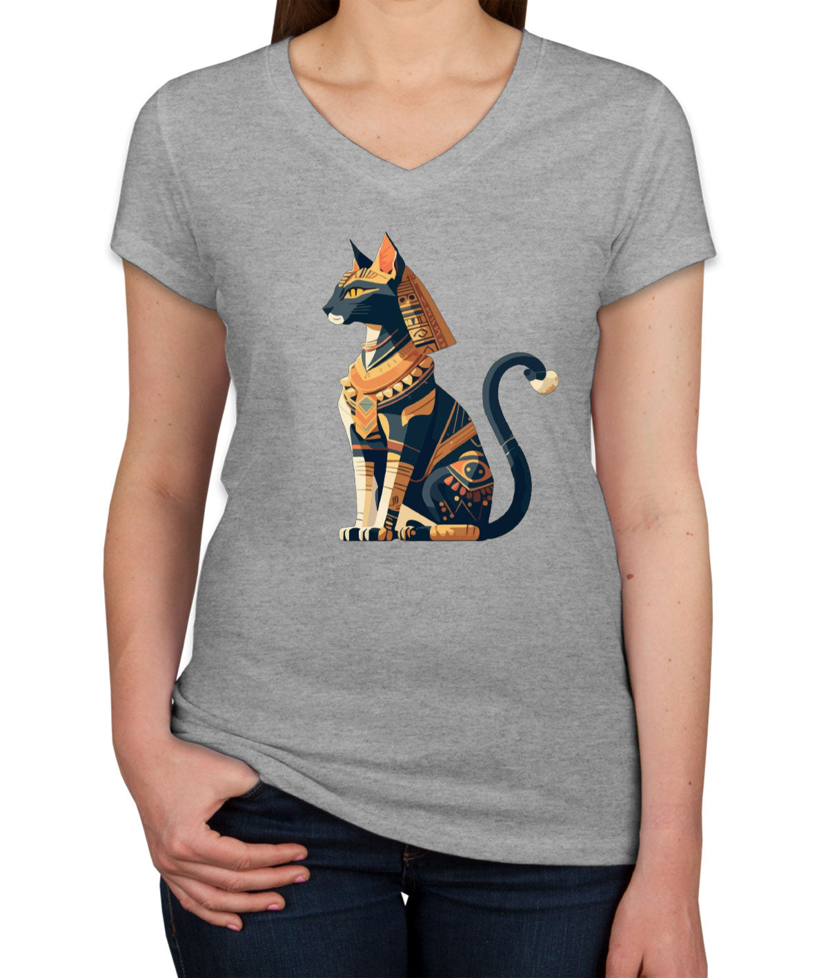 Pharaonic Cat Women's V Neck T-shirt