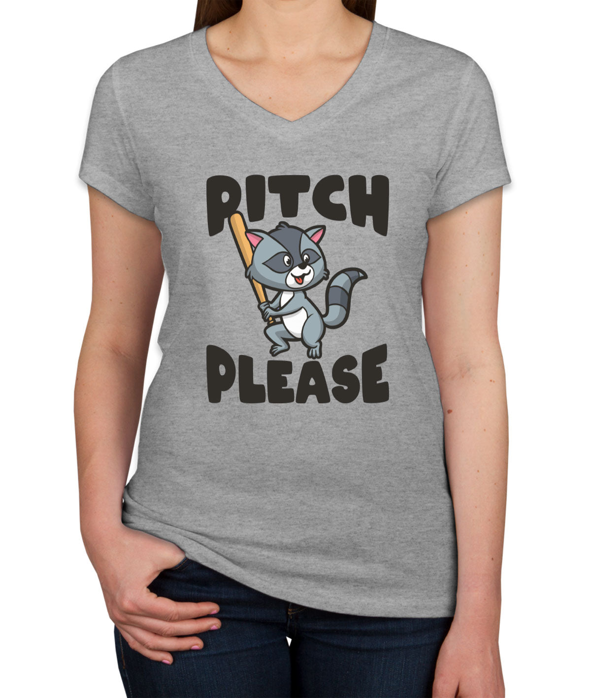 Pitch Please Baseball Women's V Neck T-shirt