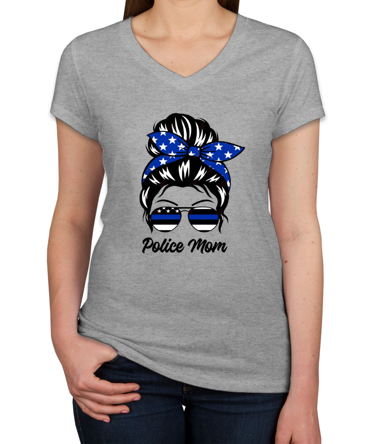 Police Mom Mother's Day Women's V Neck T-shirt