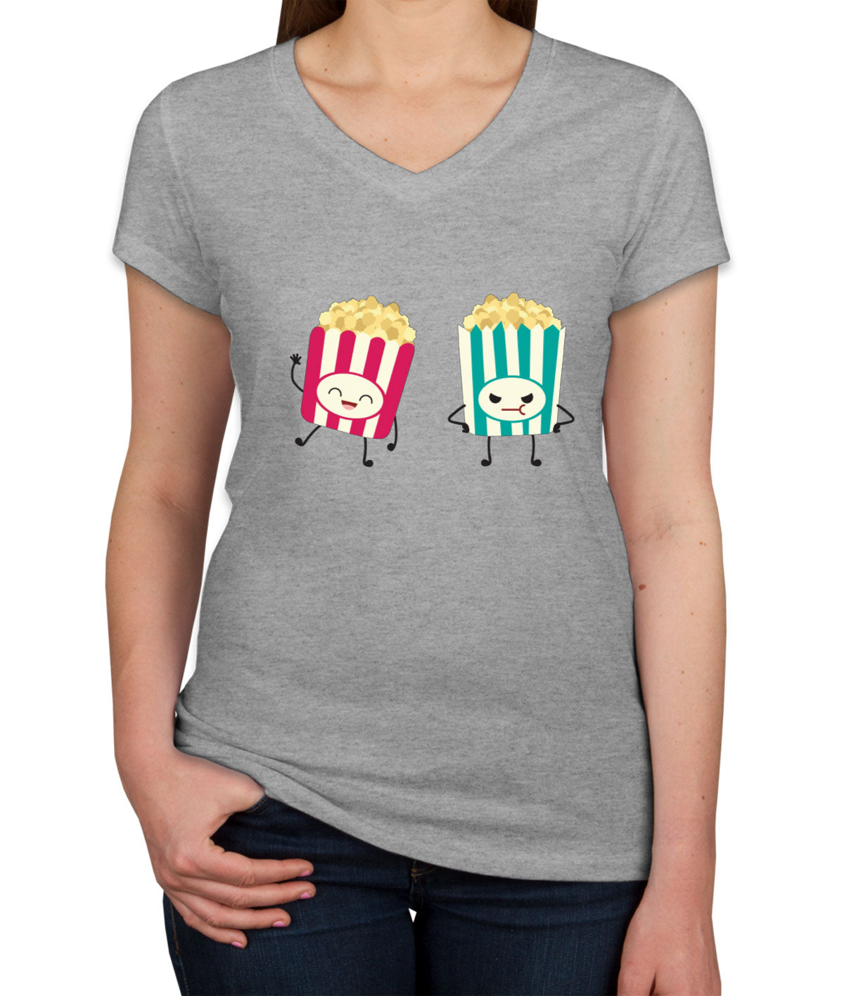 Cute Popcorn Women's V Neck T-shirt