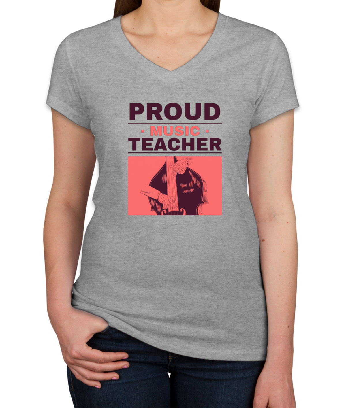 Proud Music Teacher Women's V Neck T-shirt