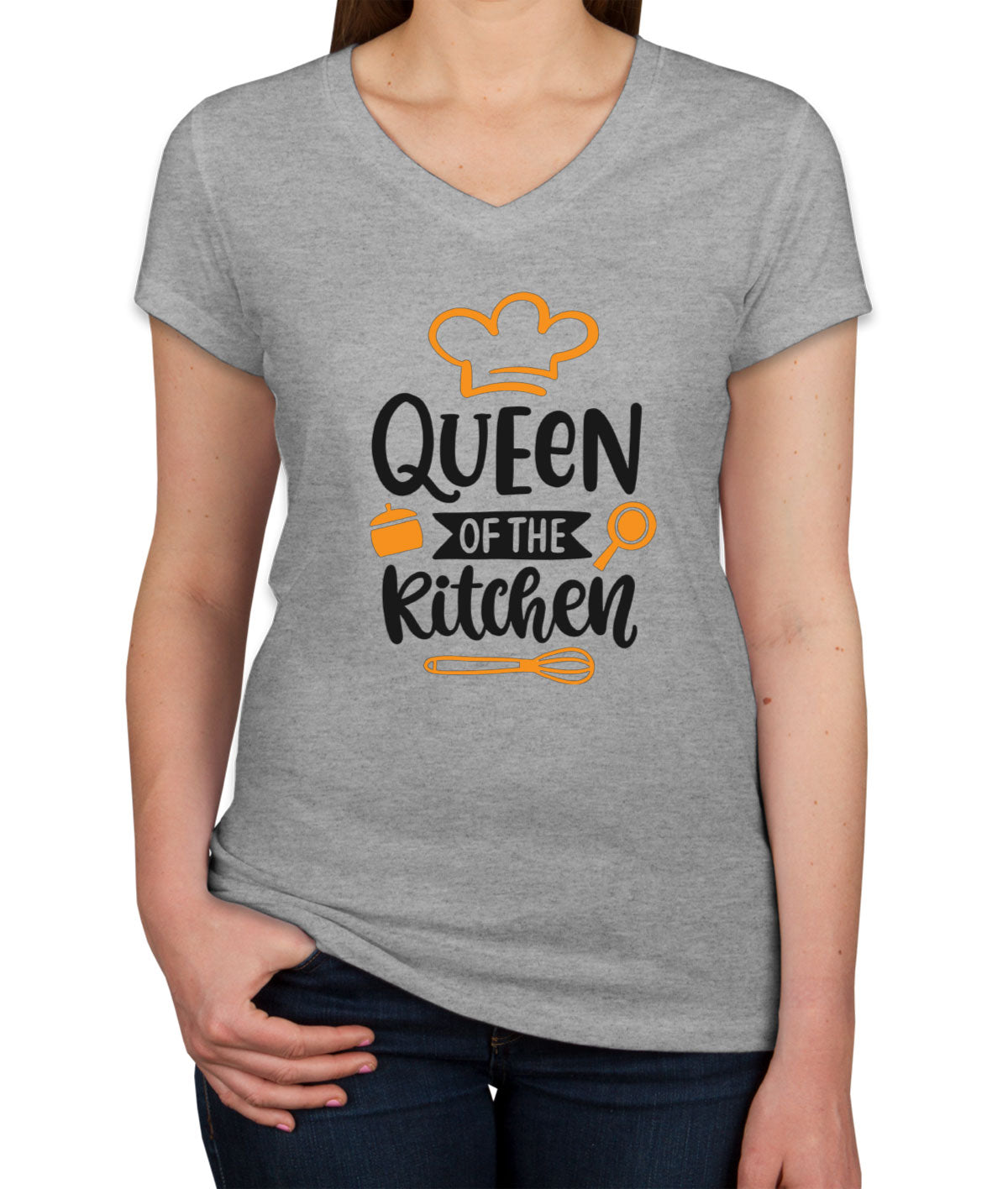 Queen Of The Kitchen Mother's Day Women's V Neck T-shirt