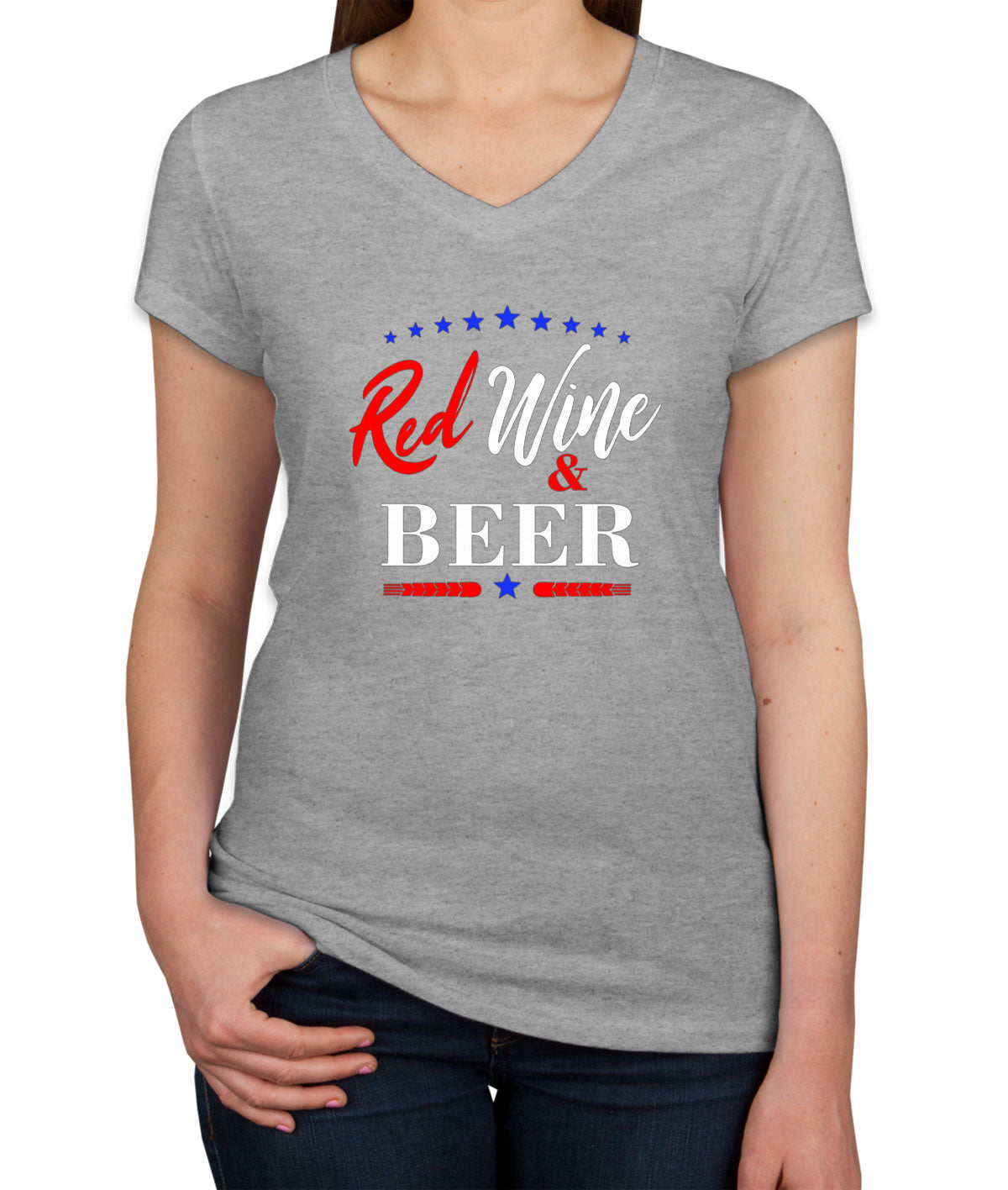 Red Wine And Beer Women's V Neck T-shirt