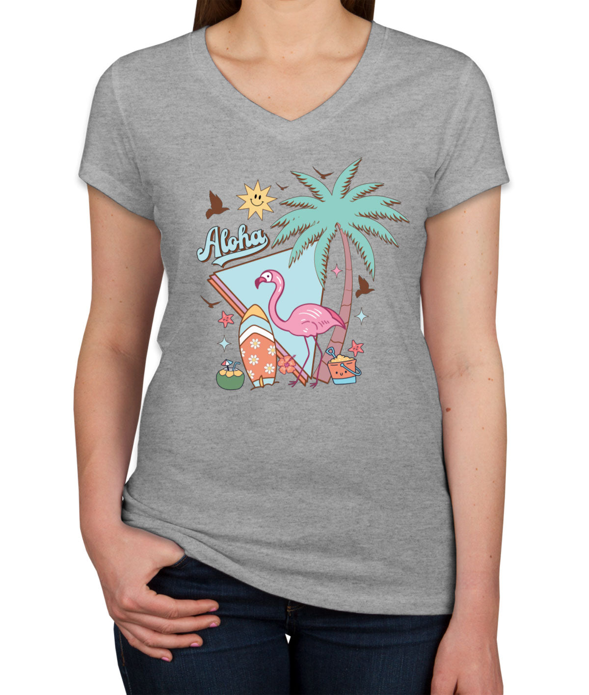 Aloha Retro Summer Women's V Neck T-shirt