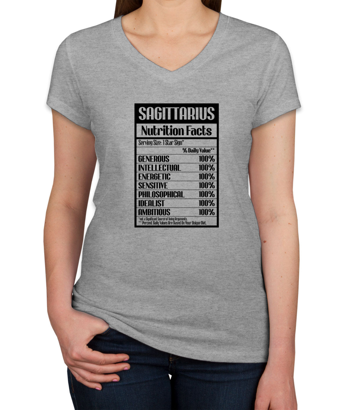 Sagittarius Zodiac Nutrition Facts Women's V Neck T-shirt