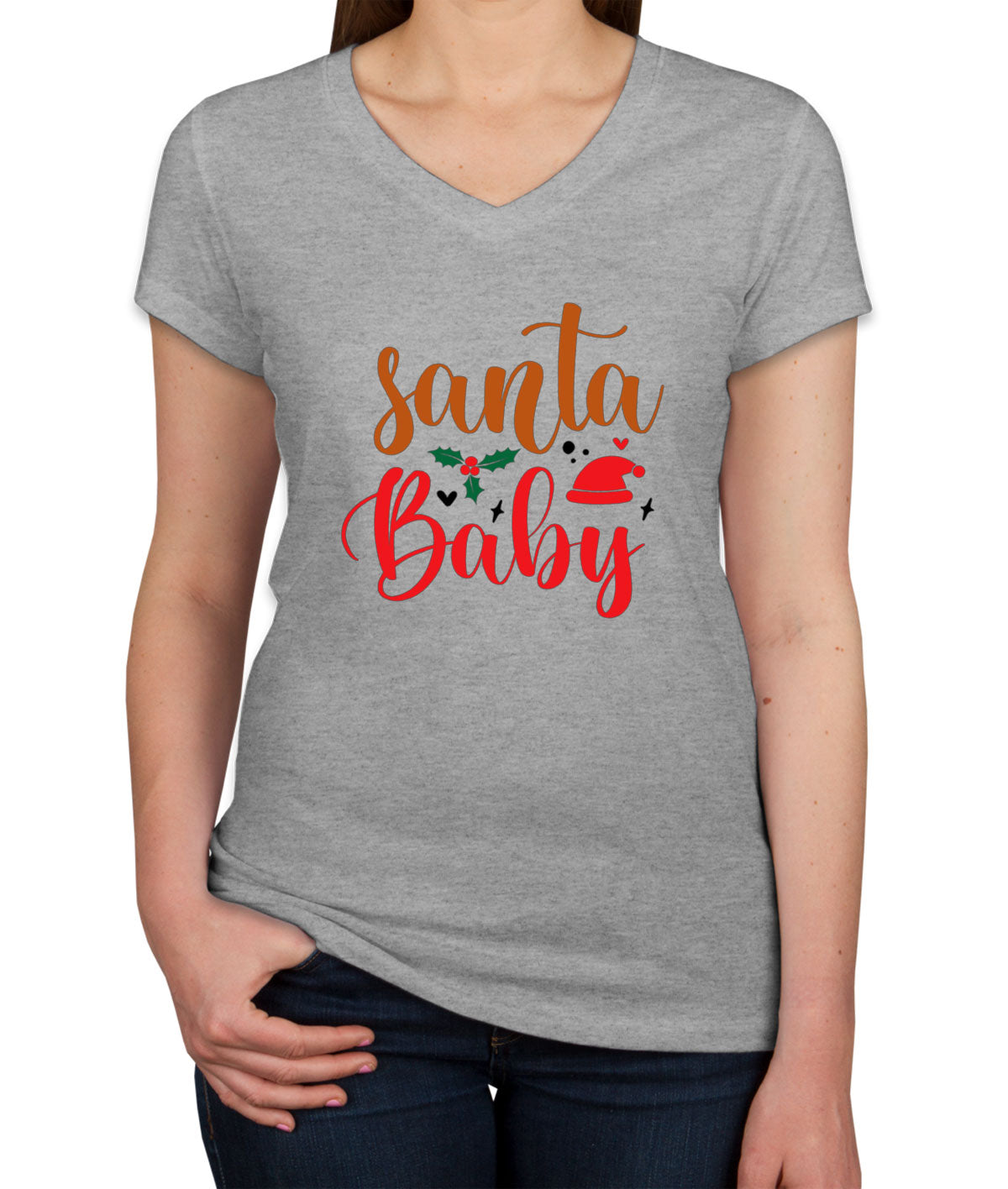 Santa Baby Women's V Neck T-shirt