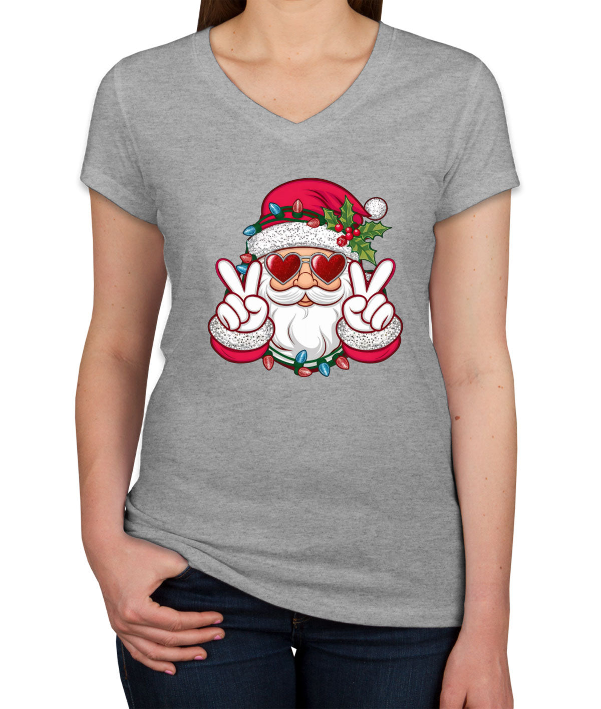Cool Santa Claus Christmas Women's V Neck T-shirt