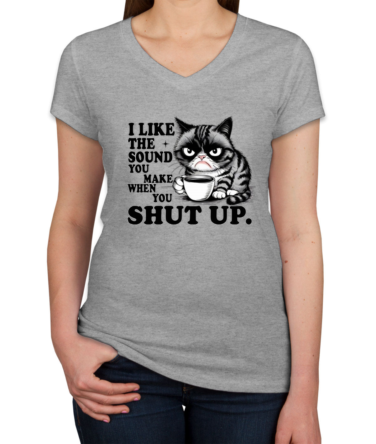 Sarcastic Cat Women's V Neck T-shirt