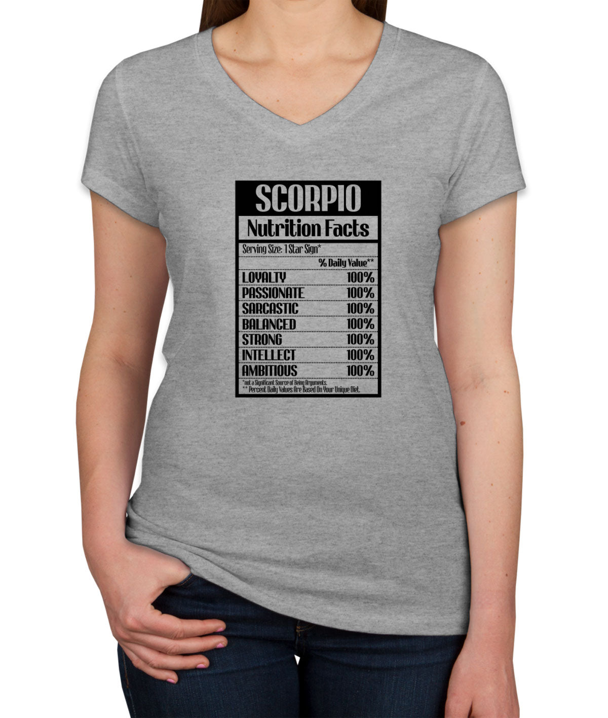 Scorpio Zodiac Nutrition Facts Women's V Neck T-shirt