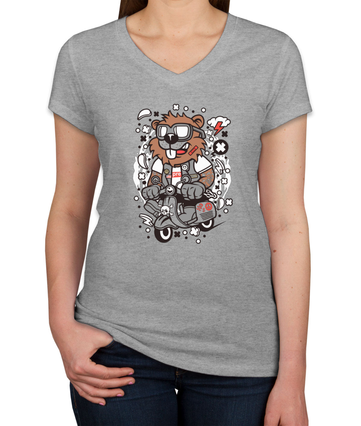 Scooter Beaver Women's V Neck T-shirt