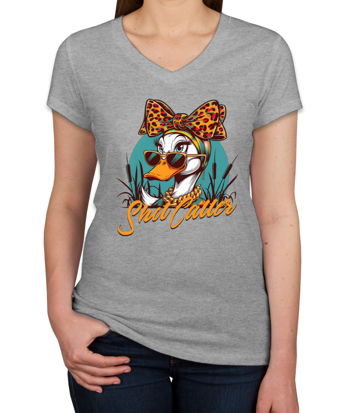 Shot Caller Duck Hunting Women's V Neck T-shirt