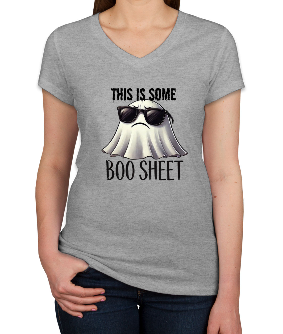 This Is Some Boo Sheet Halloween Women's V Neck T-shirt
