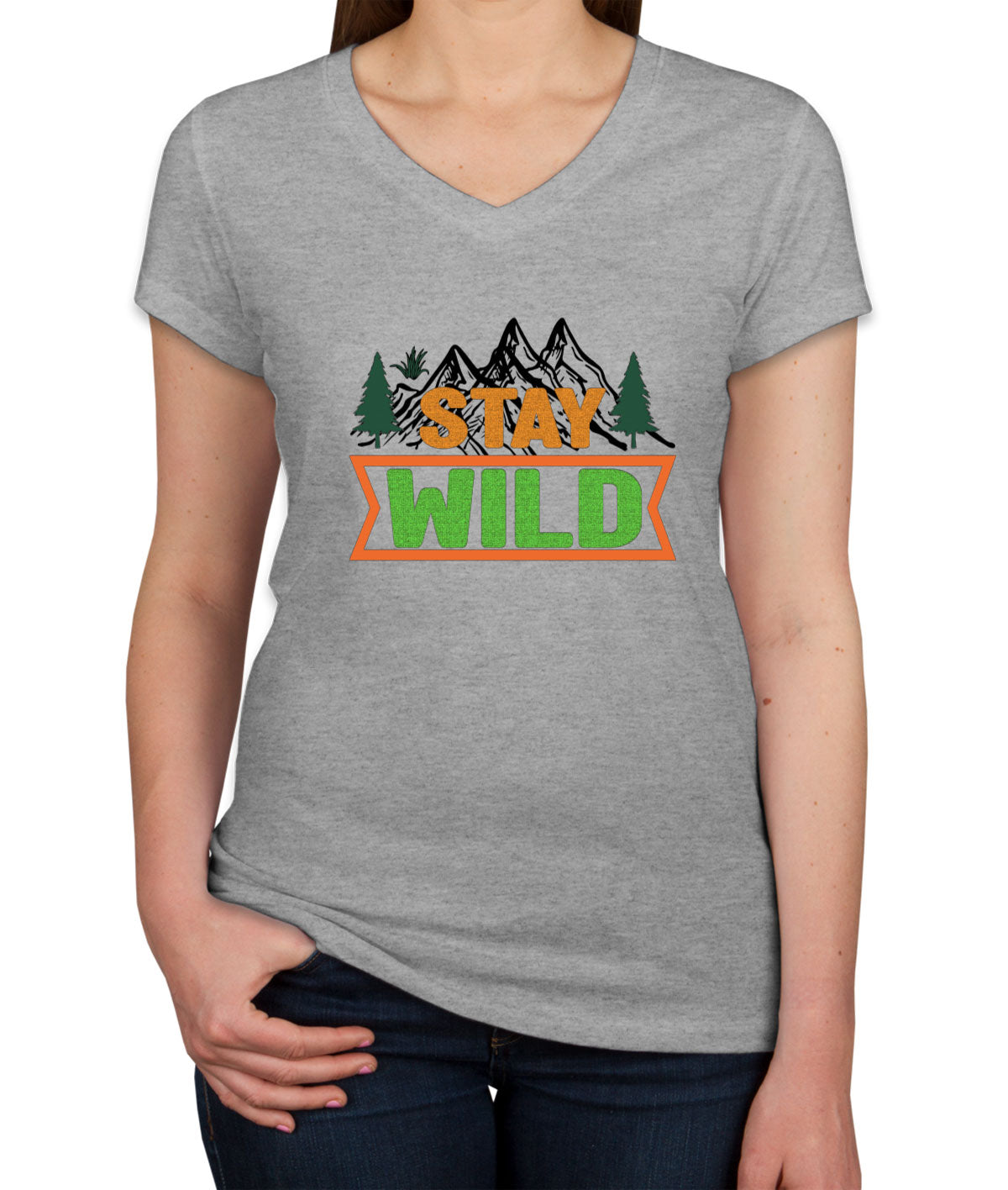 Stay Wild Camp Women's V Neck T-shirt