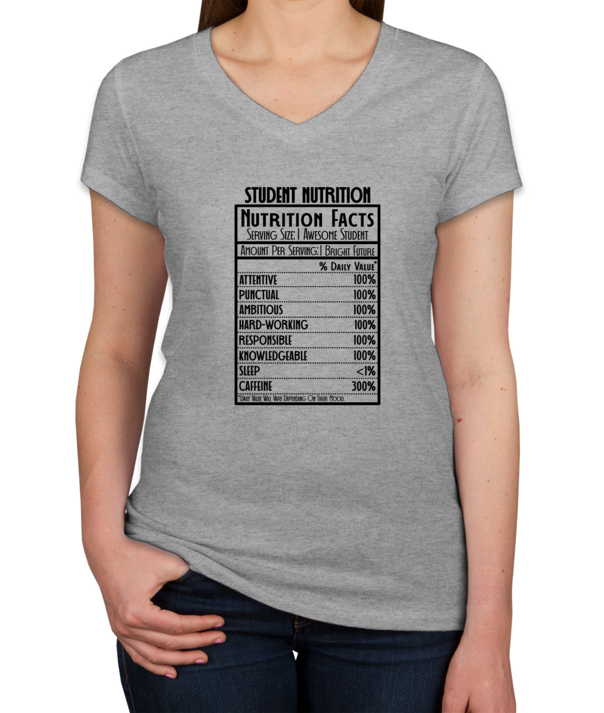 Student Nutrition Facts Women's V Neck T-shirt