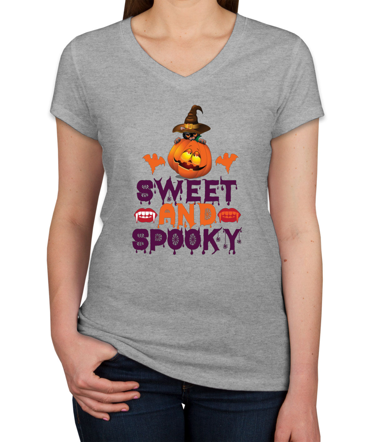 Sweet And Spooky Halloween Women's V Neck T-shirt