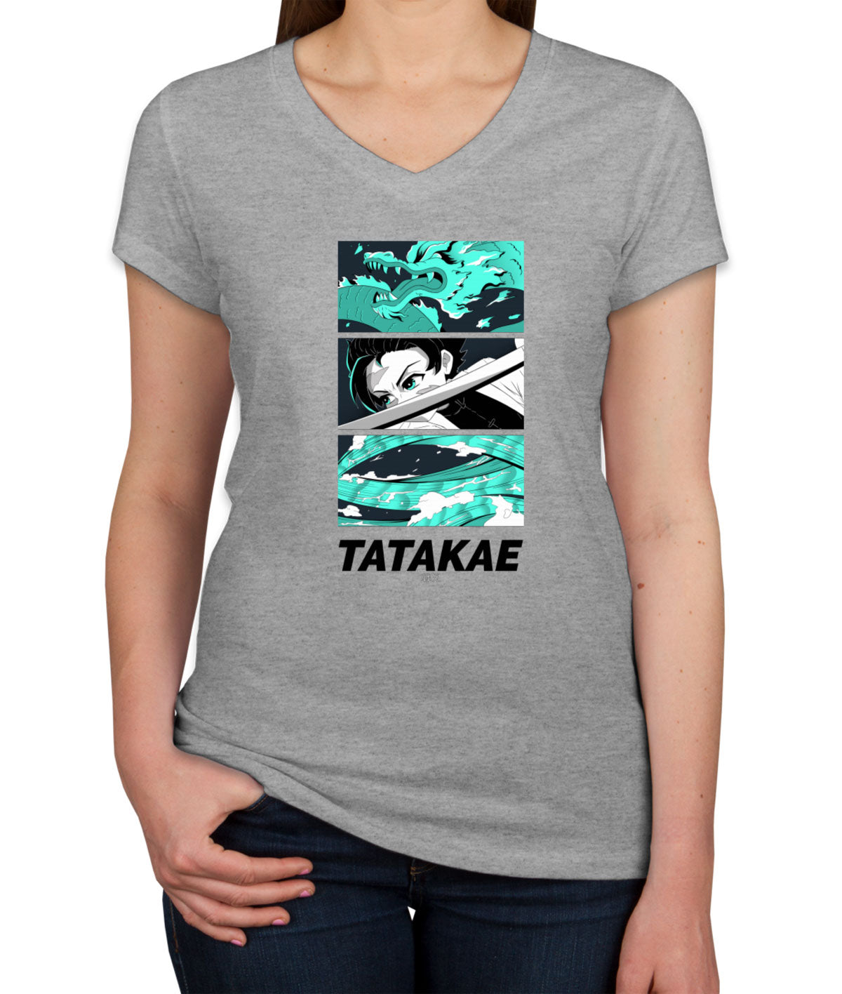 Tatakae Anime Women's V Neck T-shirt