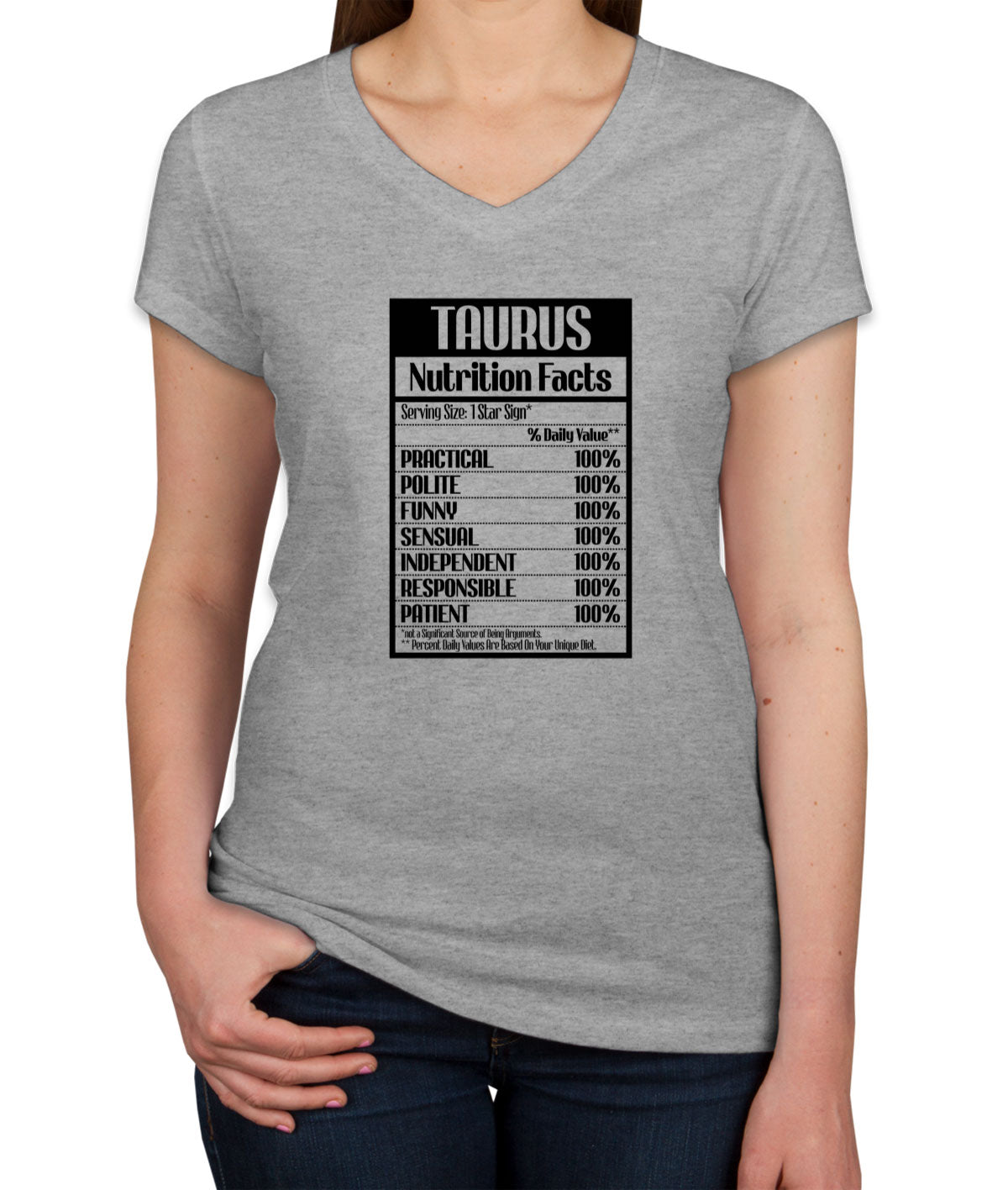 Taurus Zodiac Nutrition Facts Women's V Neck T-shirt