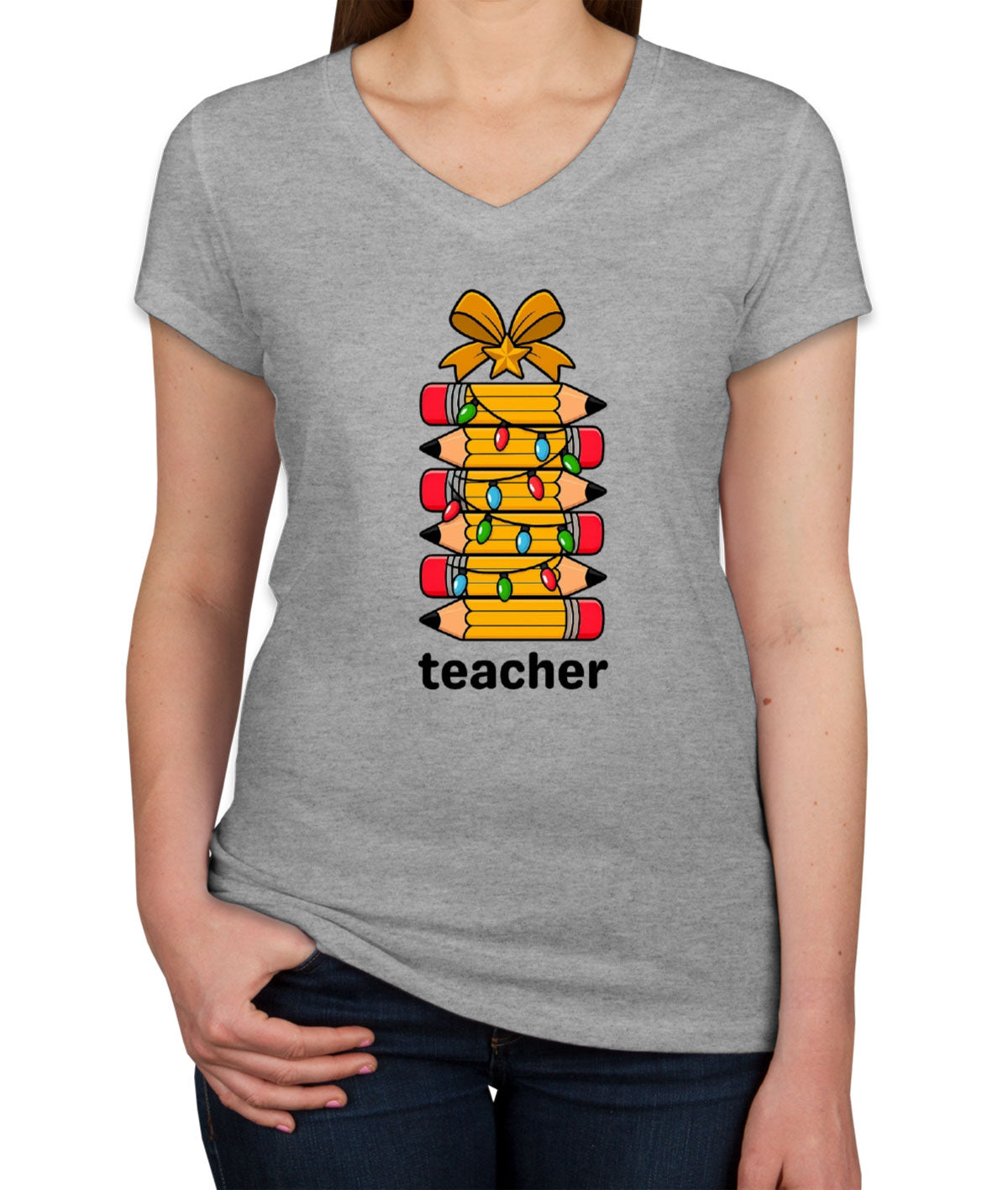 Teacher Christmas Women's V Neck T-shirt