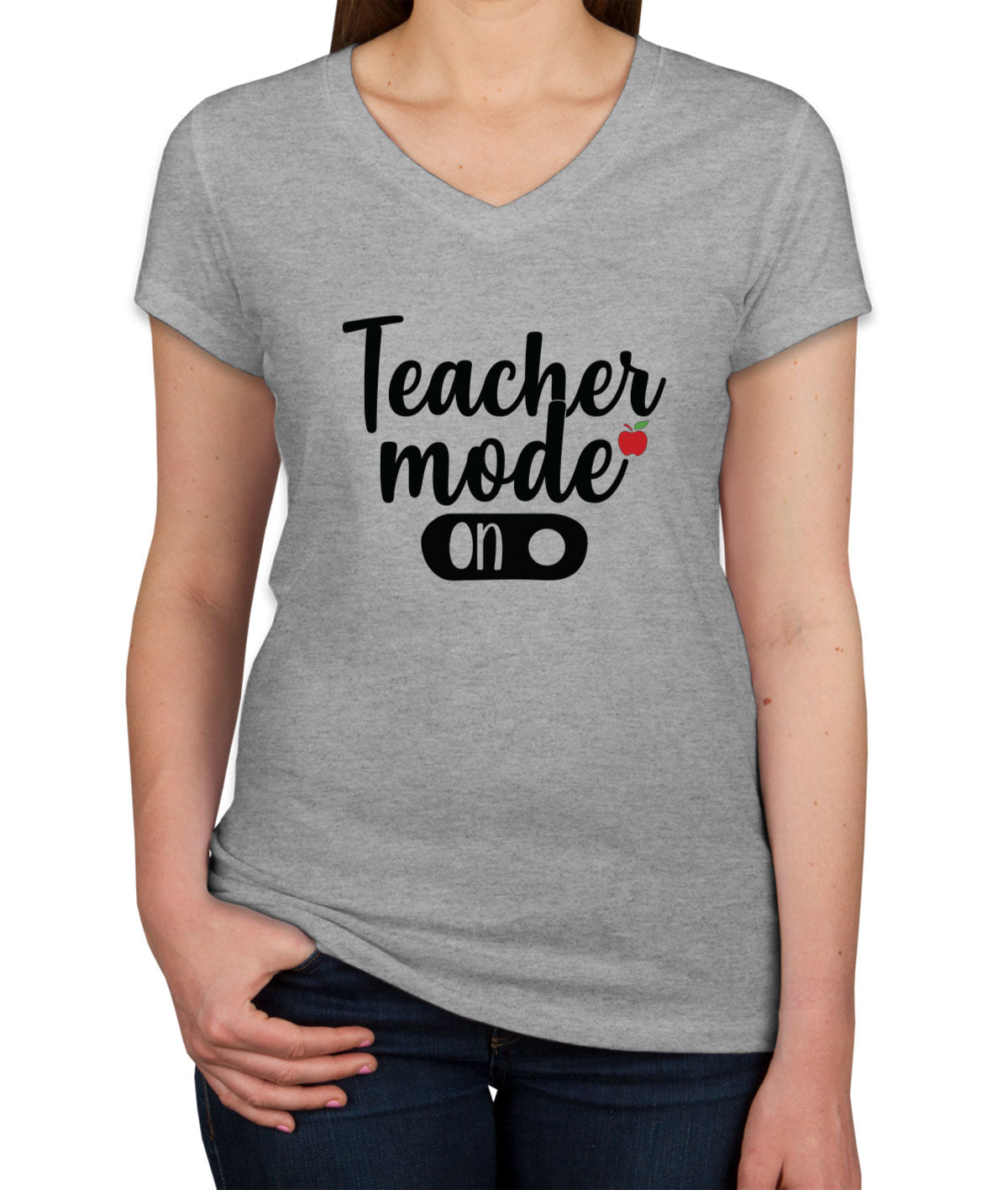 Teacher Mode On Women's V Neck T-shirt