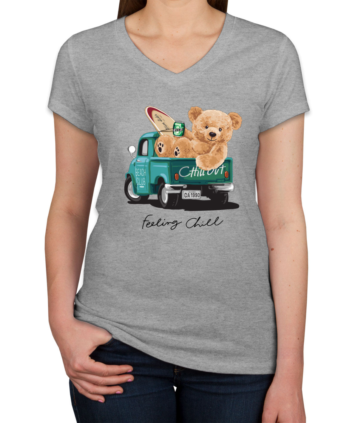 Teddy Bear Chill Out Women's V Neck T-shirt