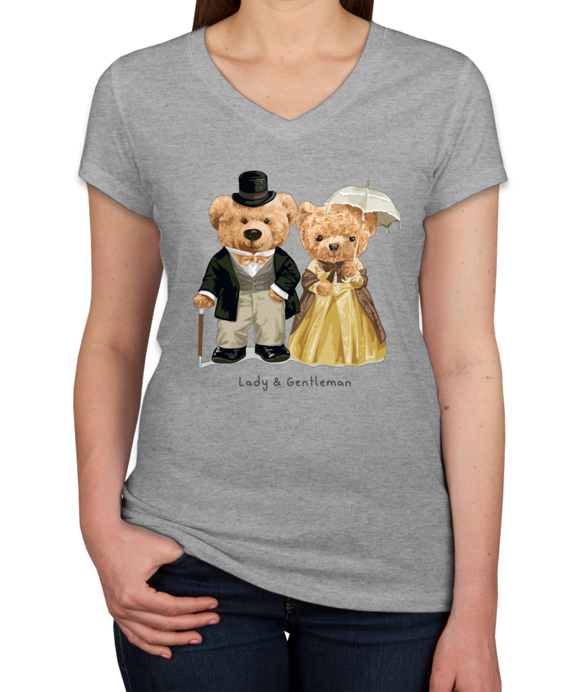 Teddy Bear Couple Women's V Neck T-shirt